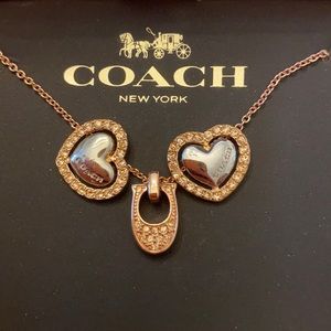 Coach black heart earrings and coach necklace